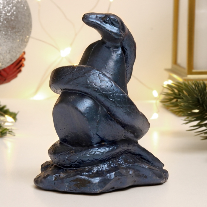 Новый год. Символ 2025. Фигура Новый год. Символ 2025. Фигура "Змея на камне" синий лунный, 9х7х5см