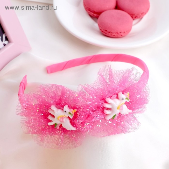 Ободок для волос  Ободок для волос "Единорог" 1 см, малиновый