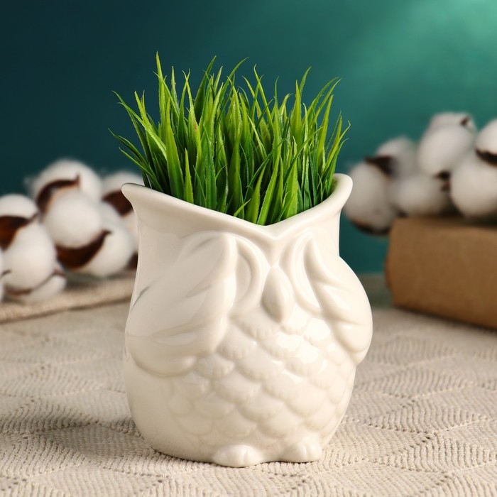 Горшок Горшок "Сова Букля" белый, 9,5х9см