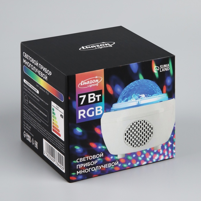 Световой прибор «Диско-шар» 11 см, динамик, пульт ДУ, свечение RGB, 5 В