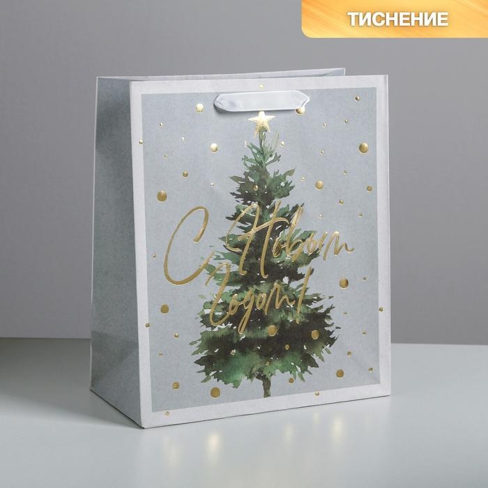 Пакет подарочный новогодний крафтовый вертикальный «Сказочная ёлочка», ML 23 х 27 х 11.5 см, Новый год Пакет подарочный новогодний крафтовый вертикальный «Сказочная ёлочка», ML 23 х 27 х 11.5 см, Новый год