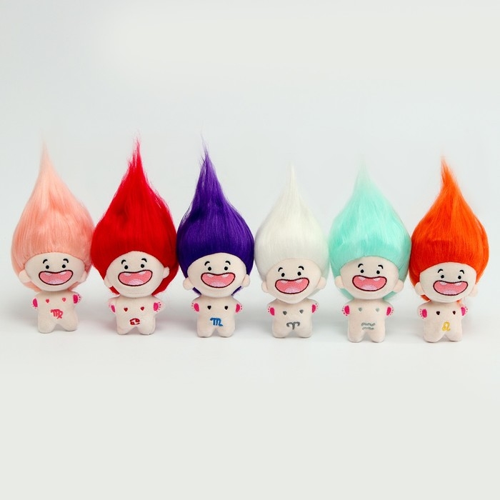 Мягкая игрушка «Тролли», на брелоке, 12 см, цвет МИКС Мягкая игрушка «Тролли», на брелоке, 12 см, цвет МИКС