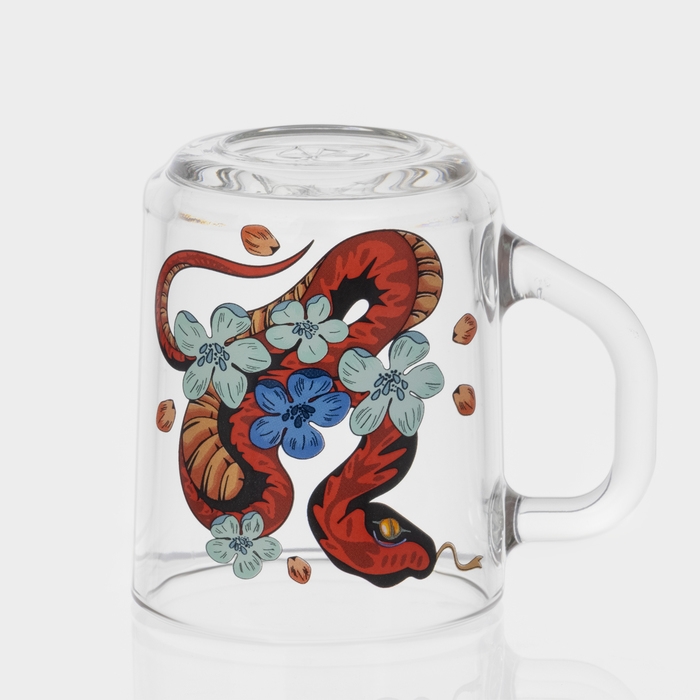 Кружка стеклянная чайная «Цветы и змеи», 200 мл, МИКС Кружка стеклянная чайная «Цветы и змеи», 200 мл, МИКС