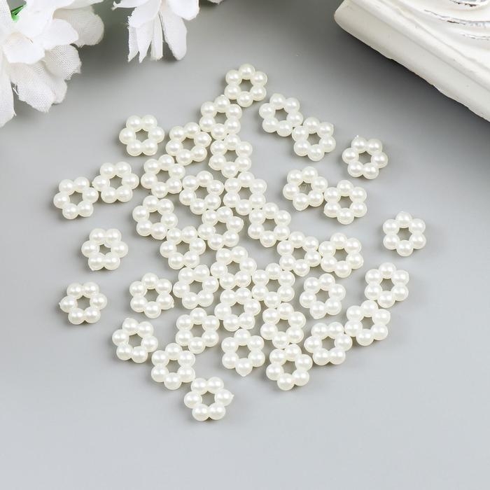 Бусины для творчества пластик Бусины для творчества пластик "Цветочек-горошек" жемчужный набор 40 шт 0,9х0,9 см