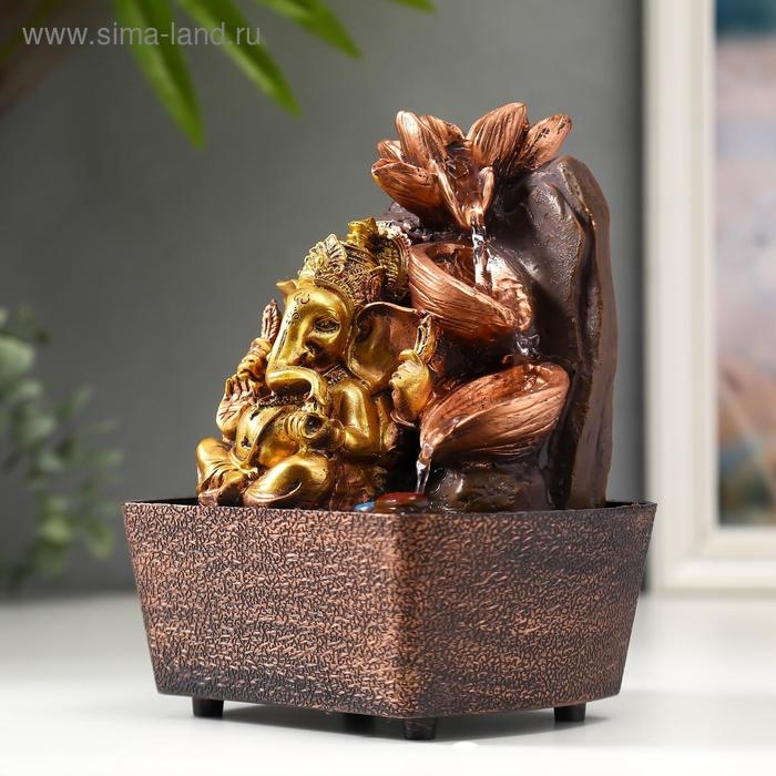 Фонтан настольный от сети Фонтан настольный от сети "Ганеша у водопада с лотосами" 20х16х13 см