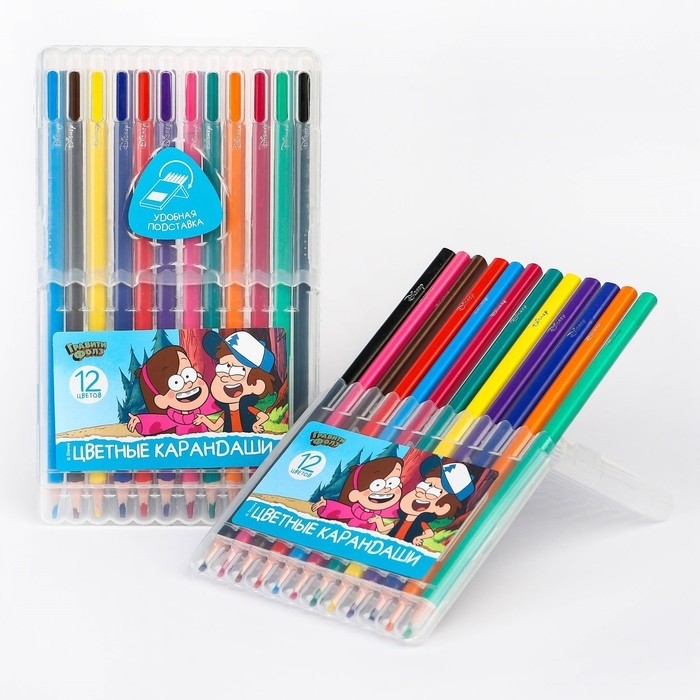 Цветные карандаши, 12 цветов, трехгранные, Гравити Фолз Цветные карандаши, 12 цветов, трехгранные, Гравити Фолз