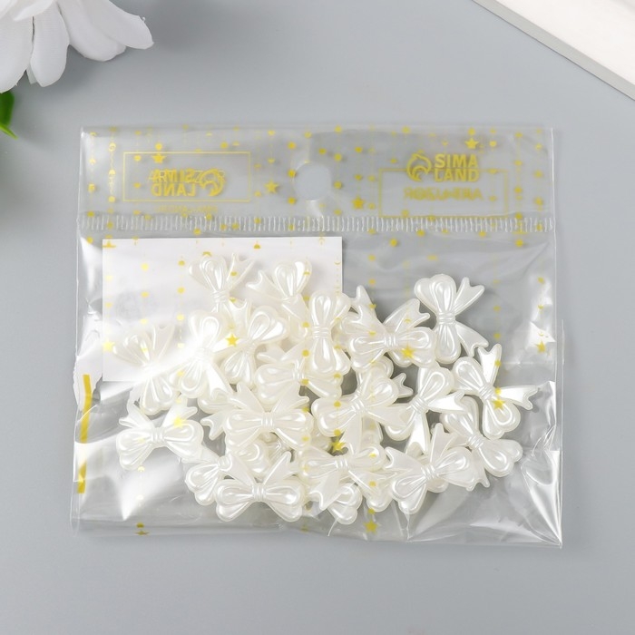 Декор для творчества пластик Декор для творчества пластик "Бант" жемчужный набор 25 шт 1,4х1,8 см