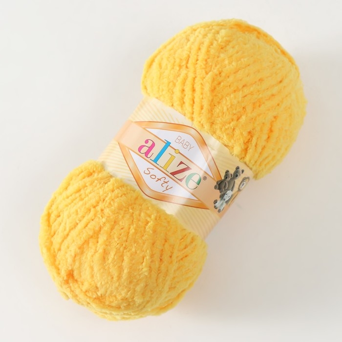 Пряжа Пряжа "Softy" 100% микрополиэстер 115м/50гр (216 жёлтый)