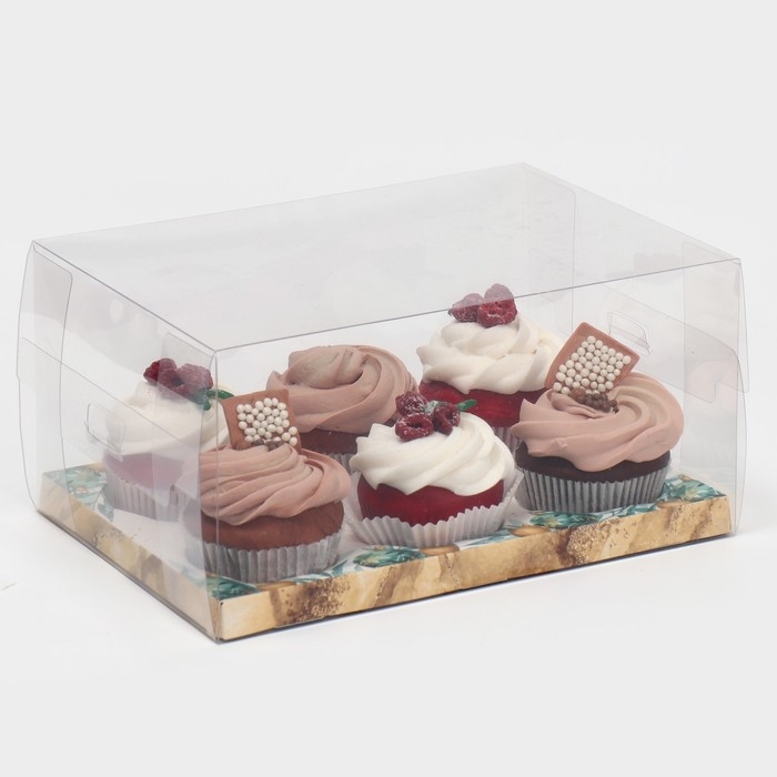 Коробка для капкейка «Мрамор», 23 х 16 х 11.5 см, Новый год Коробка для капкейка «Мрамор», 23 х 16 х 11.5 см, Новый год