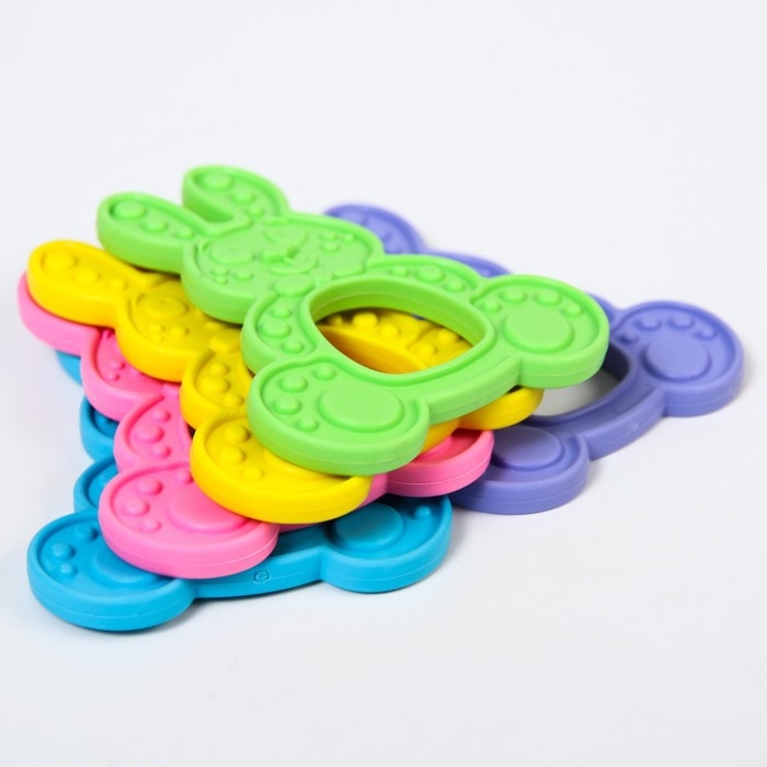 Прорезыватель силиконовый «Зайка», цвет МИКС, КНОПА Прорезыватель силиконовый «Зайка», цвет МИКС, КНОПА