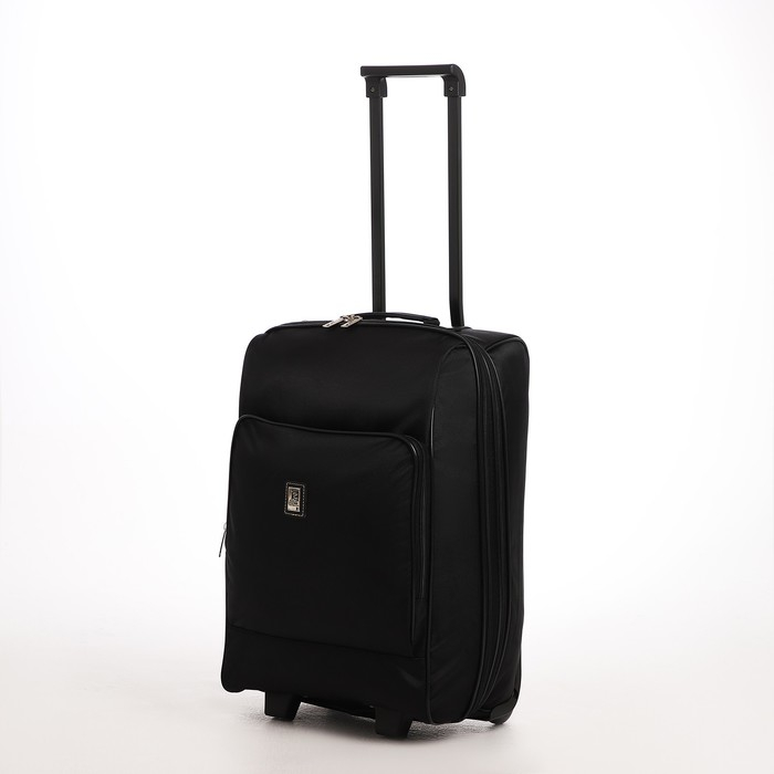 Чемодан малый 52 л (S), «Фабрика КАРТЕКС», отдел на молнии, с расширением, наружный карман, 2 колеса, цвет чёрный Чемодан малый 52 л (S), «Фабрика КАРТЕКС», отдел на молнии, с расширением, наружный карман, 2 колеса, цвет чёрный