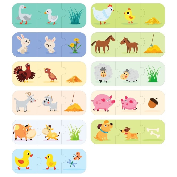 Набор 3 в 1 «Моя ферма»: 11 пазлов-цепочек, книга с наклейками, раскраска Набор 3 в 1 «Моя ферма»: 11 пазлов-цепочек, книга с наклейками, раскраска