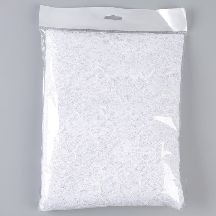 Лоскут гипюра, крупные цветы, белый, 150 × 160 см