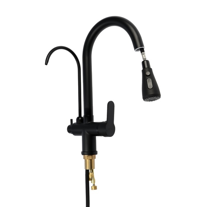 Смеситель для кухни ZEIN Z7212, кран для питьевой воды, с выдвижной лейкой, латунь, черный    924026 Смеситель для кухни ZEIN Z7212, кран для питьевой воды, с выдвижной лейкой, латунь, черный    924026