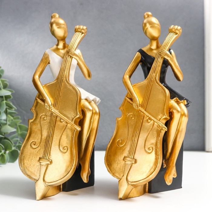 Сувенир полистоун  Сувенир полистоун "Девушка с контробасом" МИКС 20,5х10,5х9 см