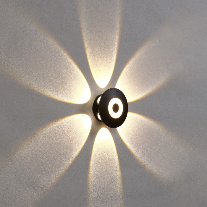 Светильник фасадный «Искра», FSD-053, 8 Вт, 3000К, 6 лучей, IP65, 220 В, пластик, черный Светильник фасадный «Искра», FSD-053, 8 Вт, 3000К, 6 лучей, IP65, 220 В, пластик, черный