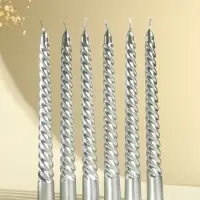 Набор свечей витых, 1.9&times;20 см, 6 шт., серебряный металлик
