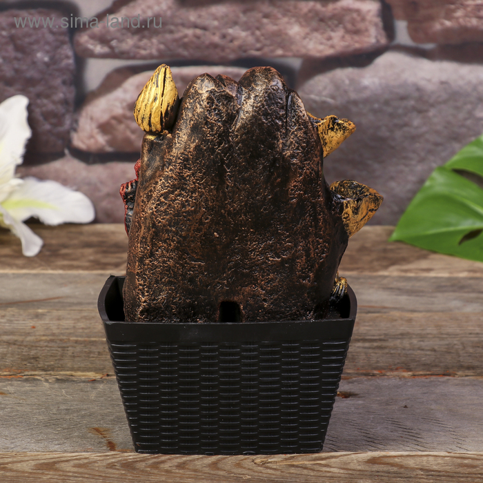 Фонтан настольный от сети, подсветка  Фонтан настольный от сети, подсветка "Бронзовый Ганеша и лотосы" 22х13х13 см