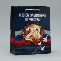 Пакет подарочный ламинированный, упаковка, «Защитник Отечества», ML 21 х 25 х 8 см