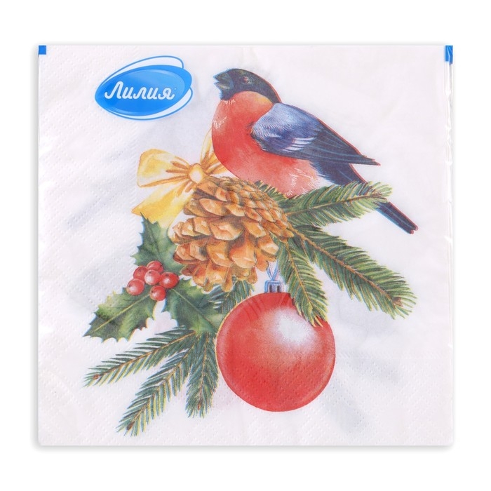 Новогодние салфетки бумажные Лилия «Снегирь», 2 слоя, 33х33 см, 20 шт Новогодние салфетки бумажные Лилия «Снегирь», 2 слоя, 33х33 см, 20 шт