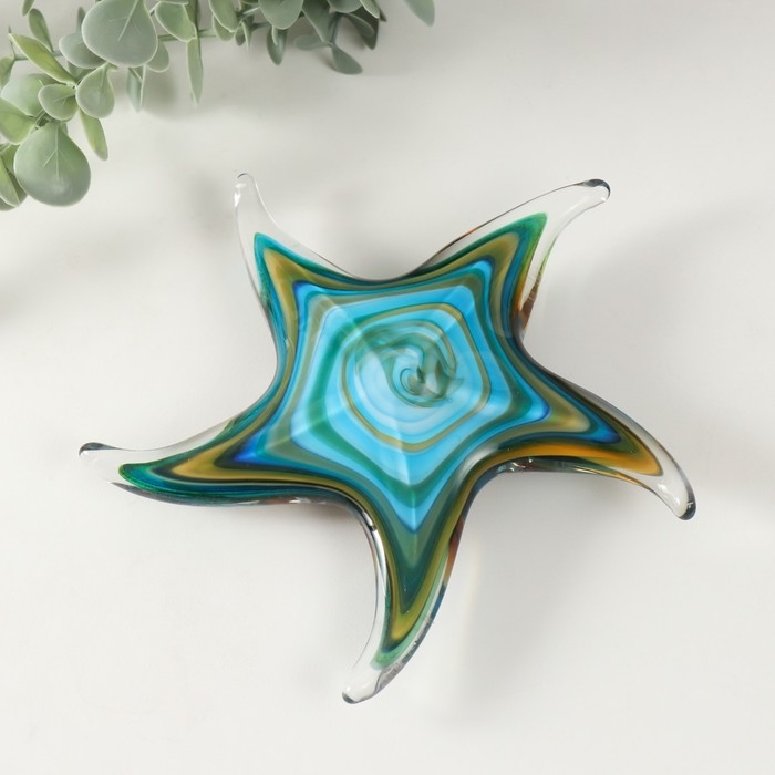 Сувенир стекло Сувенир стекло "Морская голубая звезда" под муранское стекло 15,5х15,5х4 см МИКС