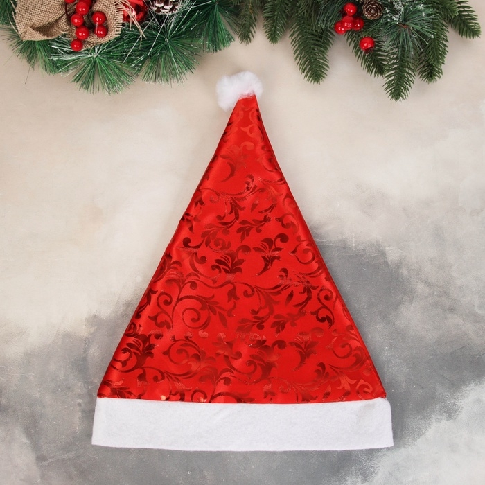 Колпак новогодний  Колпак новогодний "Морозный узор" 28х36 см, красный