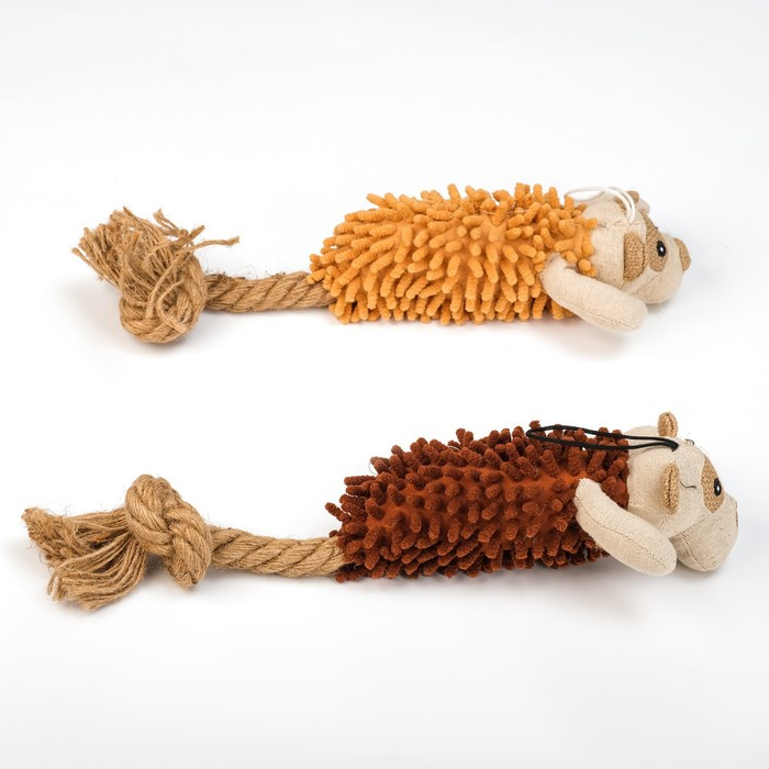 Игрушка мягкая для собак  Игрушка мягкая для собак "Пёс" с пищалкой и канатом, 39 х 11 см, коричневая