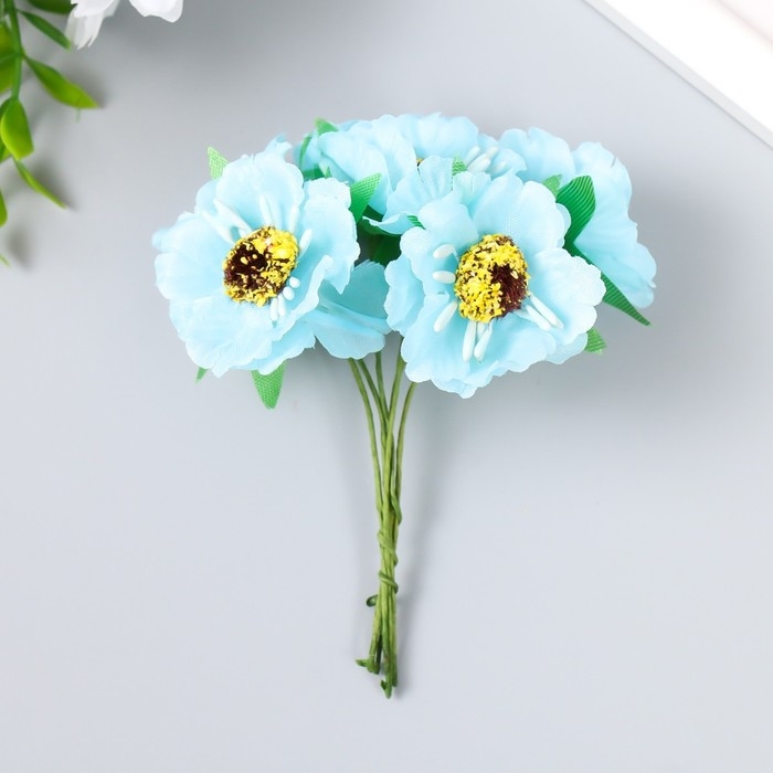 Декор для творчества Декор для творчества "Бегония" (1 набор=1 букету) в букете 6 цветов d=3,7 см 10х3,5 см МИКС