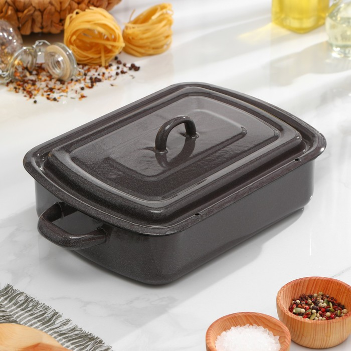 Противень с крышкой, 3 л, d=7 см, цвет коричневый Противень с крышкой, 3 л, d=7 см, цвет коричневый