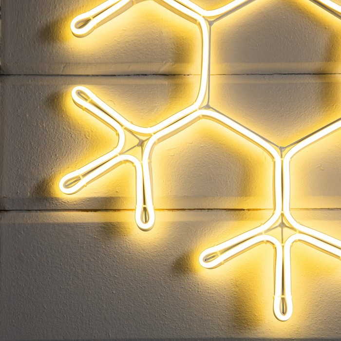 Неоновая фигура «Снежинка», 50 см, 480 LED, 220 В, свечение тёплое белое Неоновая фигура «Снежинка», 50 см, 480 LED, 220 В, свечение тёплое белое