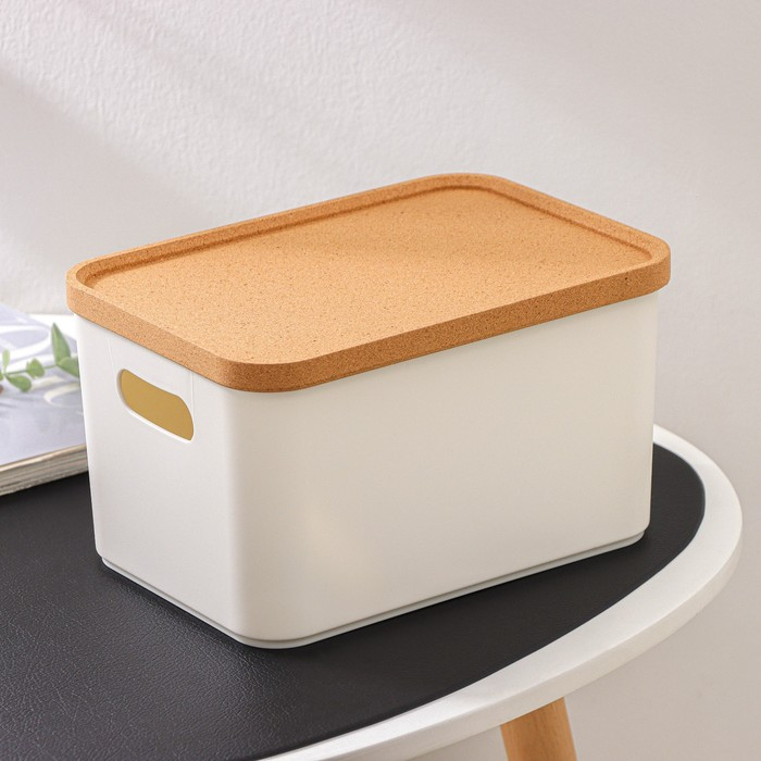 Корзина для хранения с крышкой Korely maxi, 2,4 л, 23,5×16,5×13,5 см, цвет слоновая кость Корзина для хранения с крышкой Korely maxi, 2,4 л, 23,5×16,5×13,5 см, цвет слоновая кость