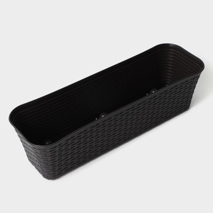 Ящик балконный «Ротанг», 57,5 см, 12 л, цвет коричневый Ящик балконный «Ротанг», 57,5 см, 12 л, цвет коричневый