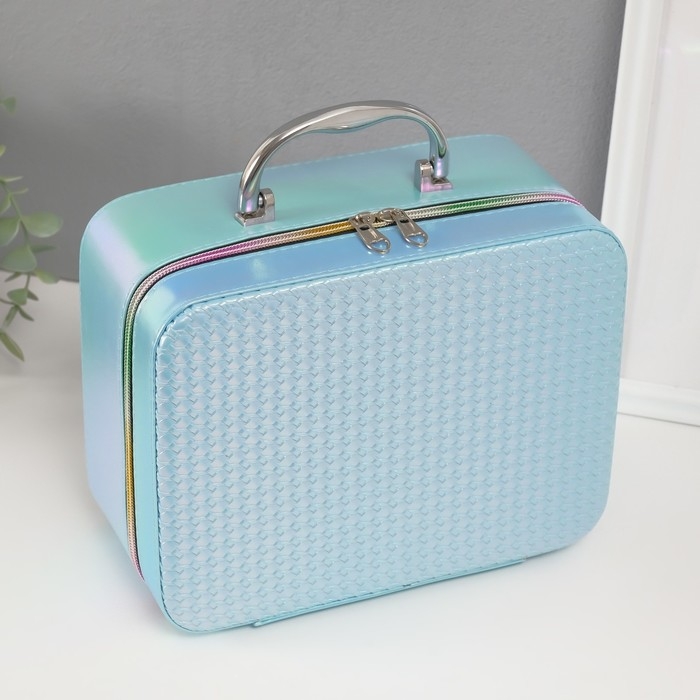 Шкатулка кожзам с зеркалом Шкатулка кожзам с зеркалом "Плетение" голубая н-р 3 шт 19,4х12,5х8 22х16х9 11,5х24,5х18,5 см