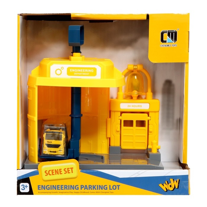 Парковка &laquo;Строительный лифт&raquo;, с подъёмом, машинка опускается с кнопки, звонит колокол, МИКС