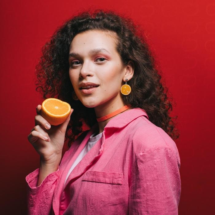 Серьги пластик «Вкусности» апельсинка, цвет жёлтый Серьги пластик «Вкусности» апельсинка, цвет жёлтый