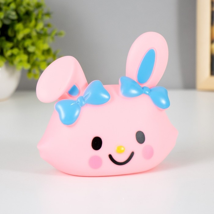 Ночник Ночник "Ушастик с бантиком" LED 1Вт 3хLR44 розовый 14х7х12,5см RISALUX