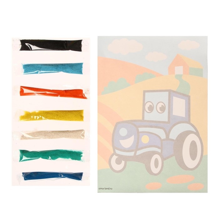 Фреска песком «Трактор в поле», 7 цв Фреска песком «Трактор в поле», 7 цв