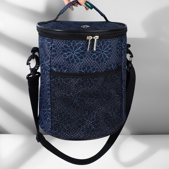 Сумка-футляр «Синие цветы», 2 люверса, d = 21 × 23 см, цвет разноцветный Сумка-футляр «Синие цветы», 2 люверса, d = 21 × 23 см, цвет разноцветный