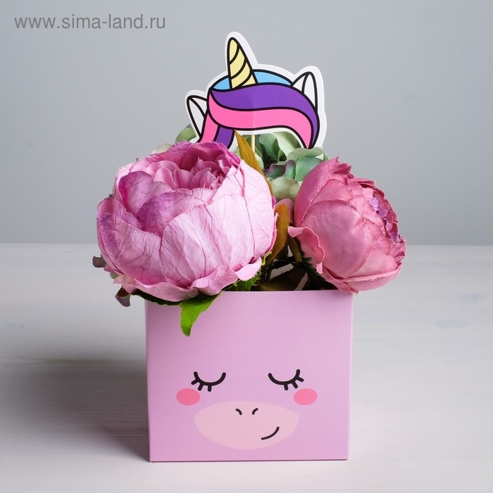 Коробка для цветов с топпером «Чудо», 11 х 12 х 10 см Коробка для цветов с топпером «Чудо», 11 х 12 х 10 см