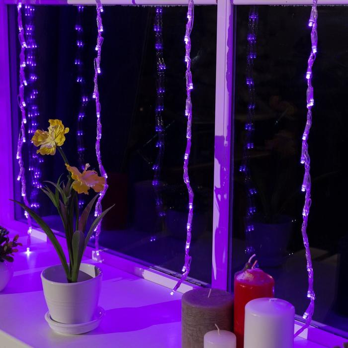 Гирлянда «Водопад» 2 × 1.5 м, IP20, прозрачная нить, 400 LED, свечение фиолетовое, 8 режимов, 220 В Гирлянда «Водопад» 2 × 1.5 м, IP20, прозрачная нить, 400 LED, свечение фиолетовое, 8 режимов, 220 В