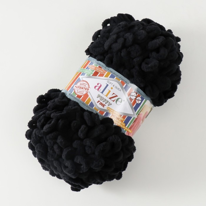 Пряжа Пряжа "Puffy fine" 100% микрополиэстер 14,5м/100г (60 черный)
