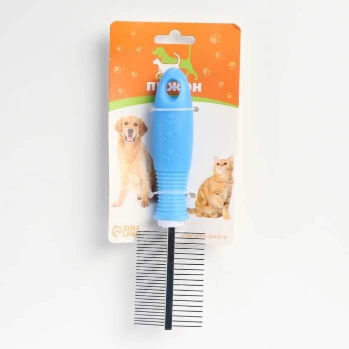 Расчёска  Расчёска "Комфорт" двухсторонняя, нескользящая ручка, 19,5 х 5,2 см, голубая