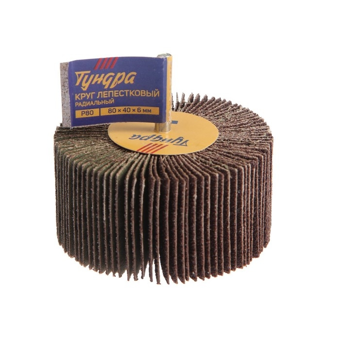 Круг лепестковый радиальный ТУНДРА, 80 х 40 х 6 мм, Р80 Круг лепестковый радиальный ТУНДРА, 80 х 40 х 6 мм, Р80