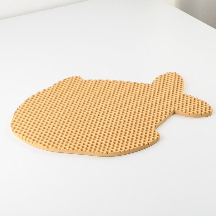 Коврик под миску и лоток «Рыбка», бежевый, 42х32 см Коврик под миску и лоток «Рыбка», бежевый, 42х32 см