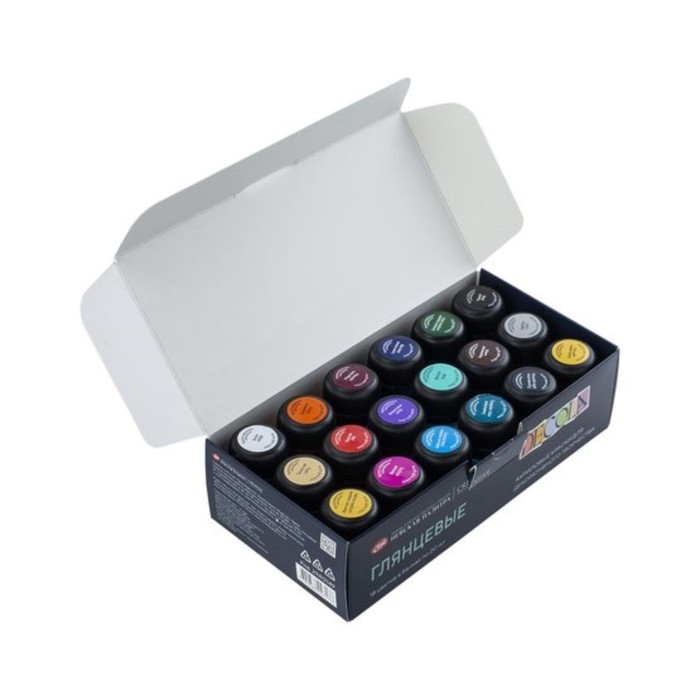 Краска акриловая, набор 18 цветов х 20 мл, ЗХК Decola Shine, глянцевые, 29412149 Краска акриловая, набор 18 цветов х 20 мл, ЗХК Decola Shine, глянцевые, 29412149