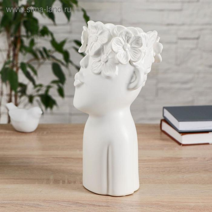 Ваза керамика настольная Ваза керамика настольная "Цветущий взгляд" 11х27 см, белый