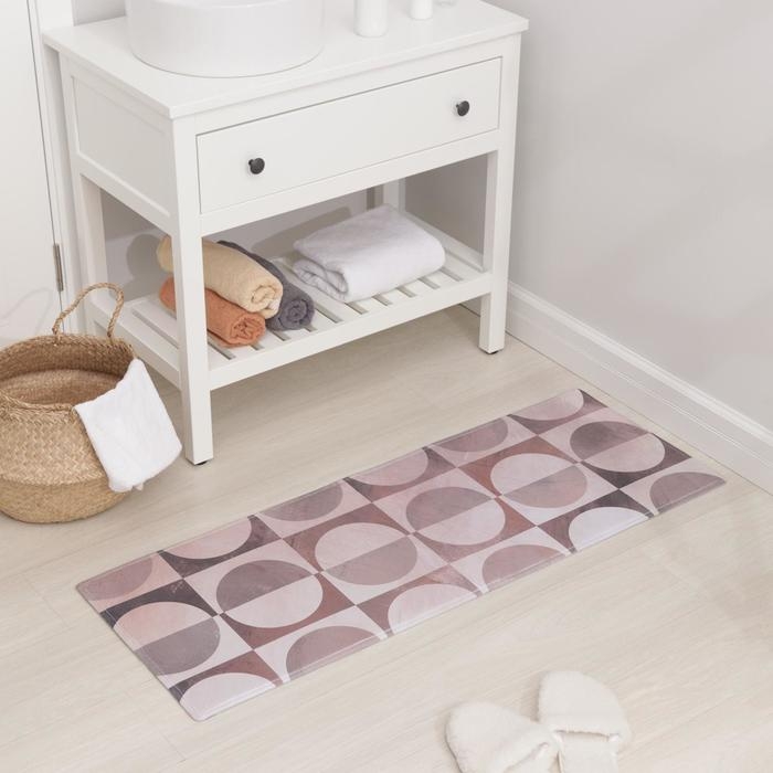 Коврик для ванной Доляна «Сфера», 45×120 см, цвет бежевый Коврик для ванной Доляна «Сфера», 45×120 см, цвет бежевый