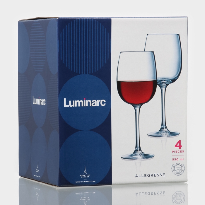 Набор стеклянных бокалов для вина Allegresse, 550 мл, 4 шт Набор стеклянных бокалов для вина Allegresse, 550 мл, 4 шт