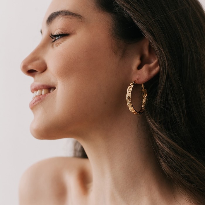 Серьги-кольца «Геометрия» неровные линии, цвет золото, d=3,5 Серьги-кольца «Геометрия» неровные линии, цвет золото, d=3,5