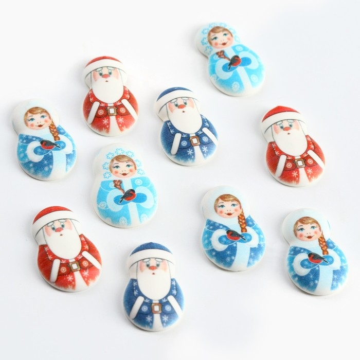 Новый год! Посыпка медальоны сахарная с картинкой микс: &laquo;Дед Мороз и Снегурочка&raquo;, для декора капкейков, торта, напитков, 20 гр